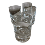 Set of 4 glasses cups whisky bubble closed Scandinavian crystal 1970