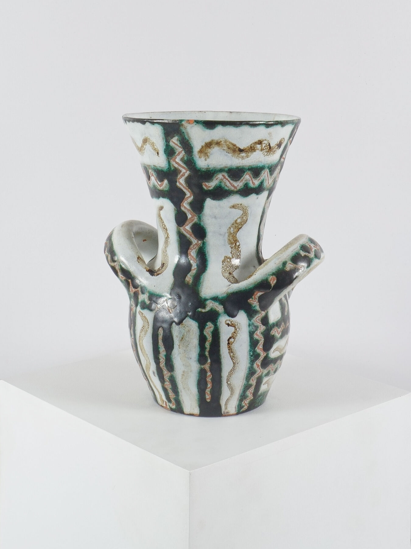 Ceramic vase with handles by Robert Picault, France, circa 1960.