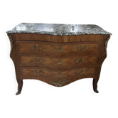 Commode style Louis XV en bois et marbre
