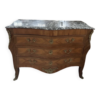 Commode style Louis XV en bois et marbre