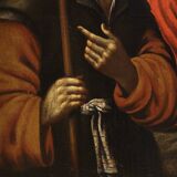 Peinture espagnole antique du XVIIe siècle, Christ et les disciples.