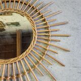 Round rattan mirror 1970