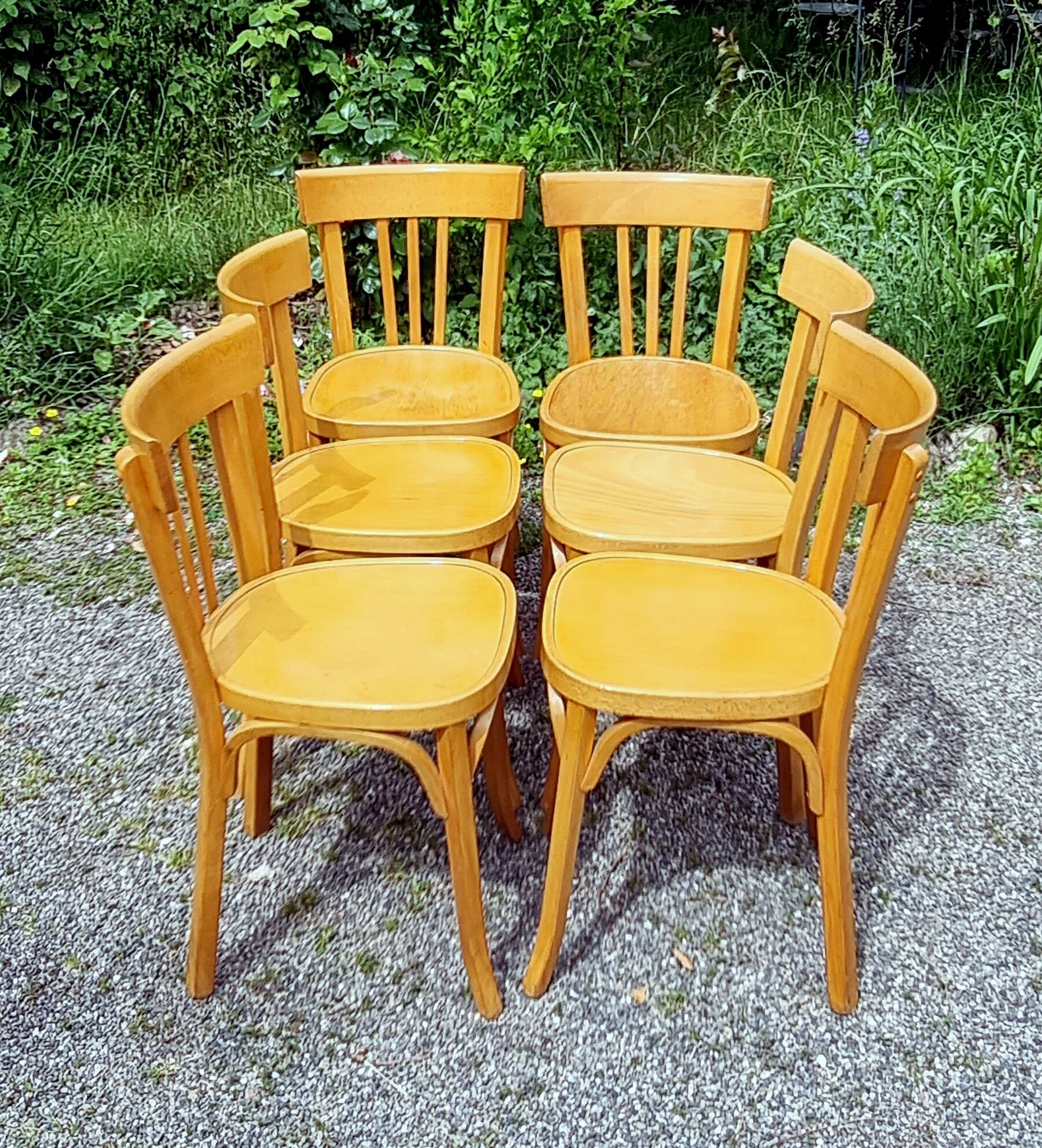 6 stamped Baumann chairs