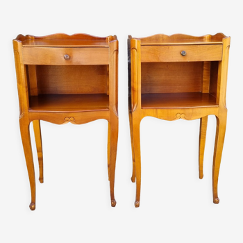 Pair of vintage Louis XV style bedside tables, wood