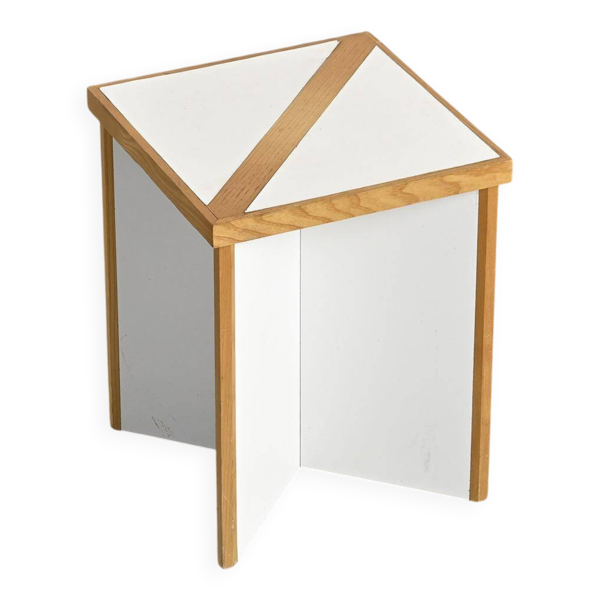 Tabouret en frêne et stratifié, France circa 1970