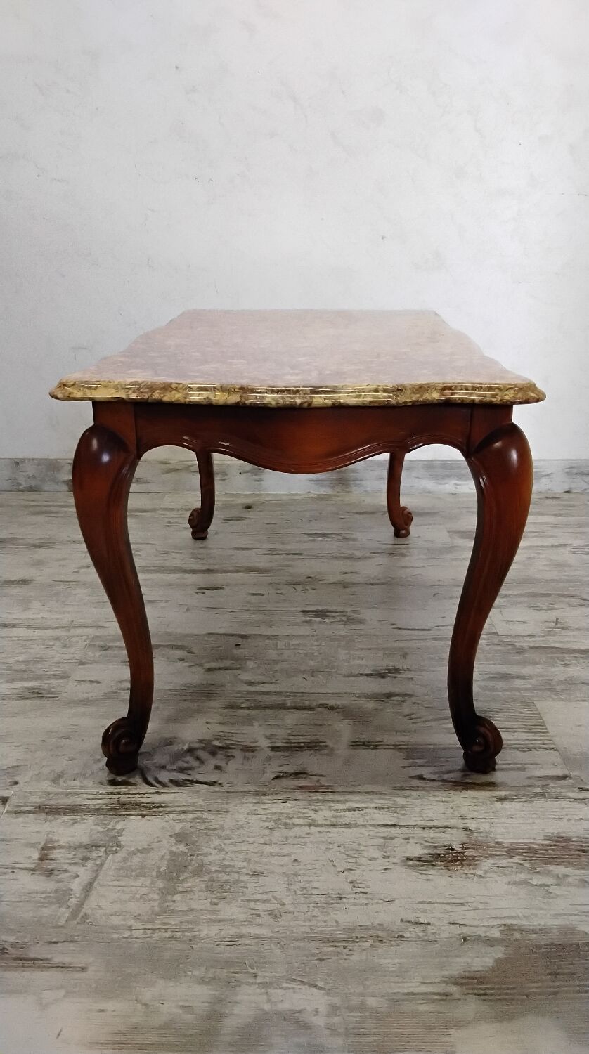 Wood and marble coffee table in Louis XV style