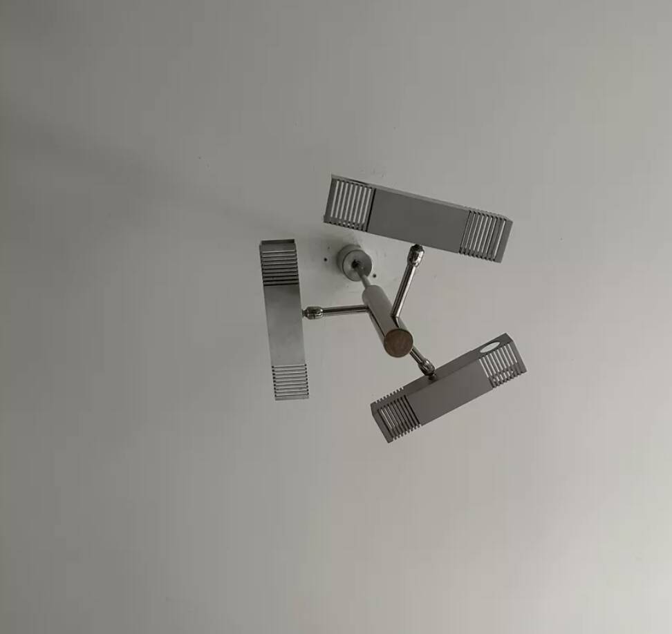 Henri Mathieu chandelier in chromed metal France 1960