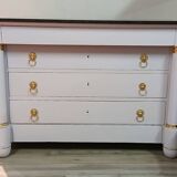 Empire Commode 19th Century - Couture Redesign "Marshmallow" & Gold Leaf