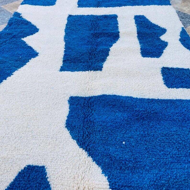 Handmade blue beni mrirt rug