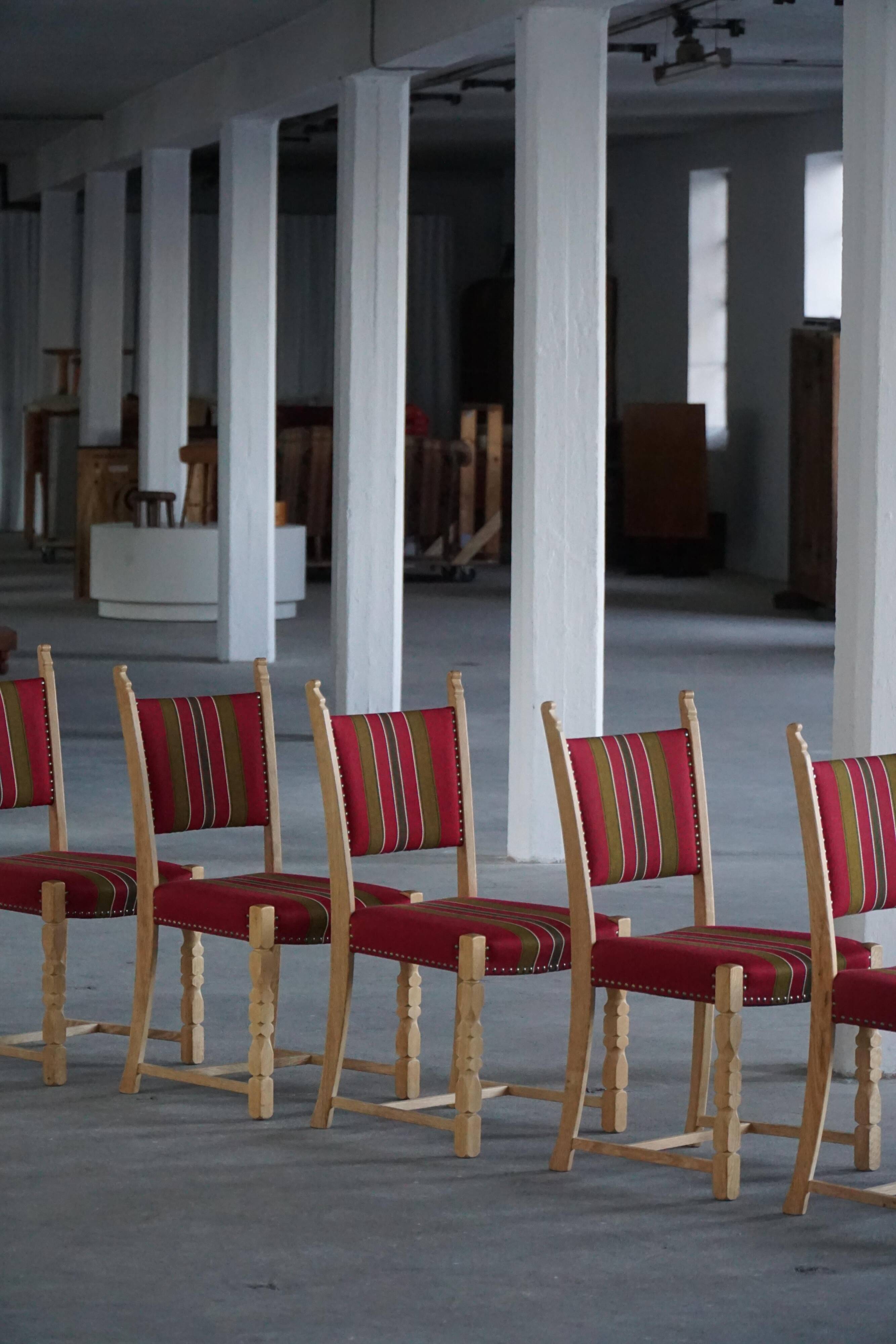 Danish Mid-Century Modern, Set of 6 Oak Dining Chairs, Henning Kjærnulf, 1960s