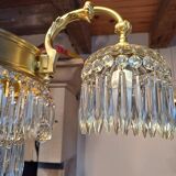 Lustre à pampilles ancien cristal est bronze époque XIXeme