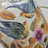 Beau vase peint main oiseau et feuilles H.Béquet numéroté 556