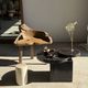 Brown petrified wood coffee table from Indonesia with a double circular top.