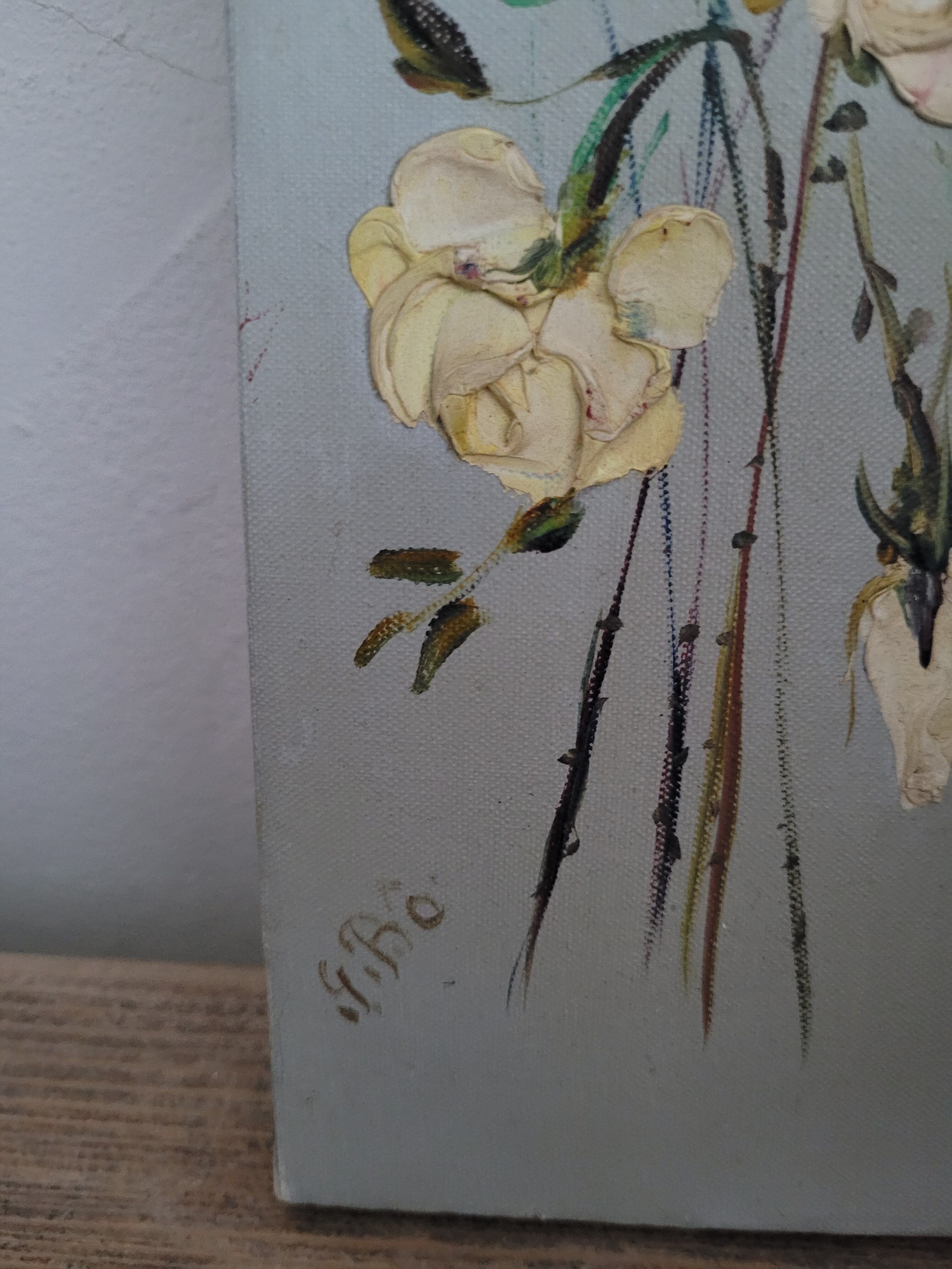 2 peintures à huile bouquets de fleurs