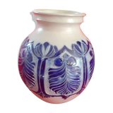 Vase en grès vernissé avec décor bleu