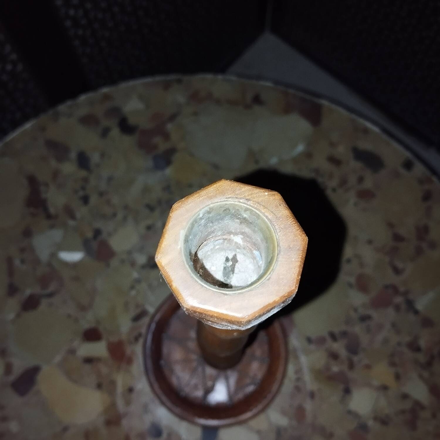 Religious candle holder turned wood