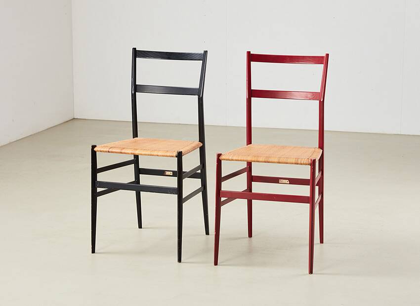 Gio Ponti Pair of Superleggera Chairs for Cassina Italy 1957