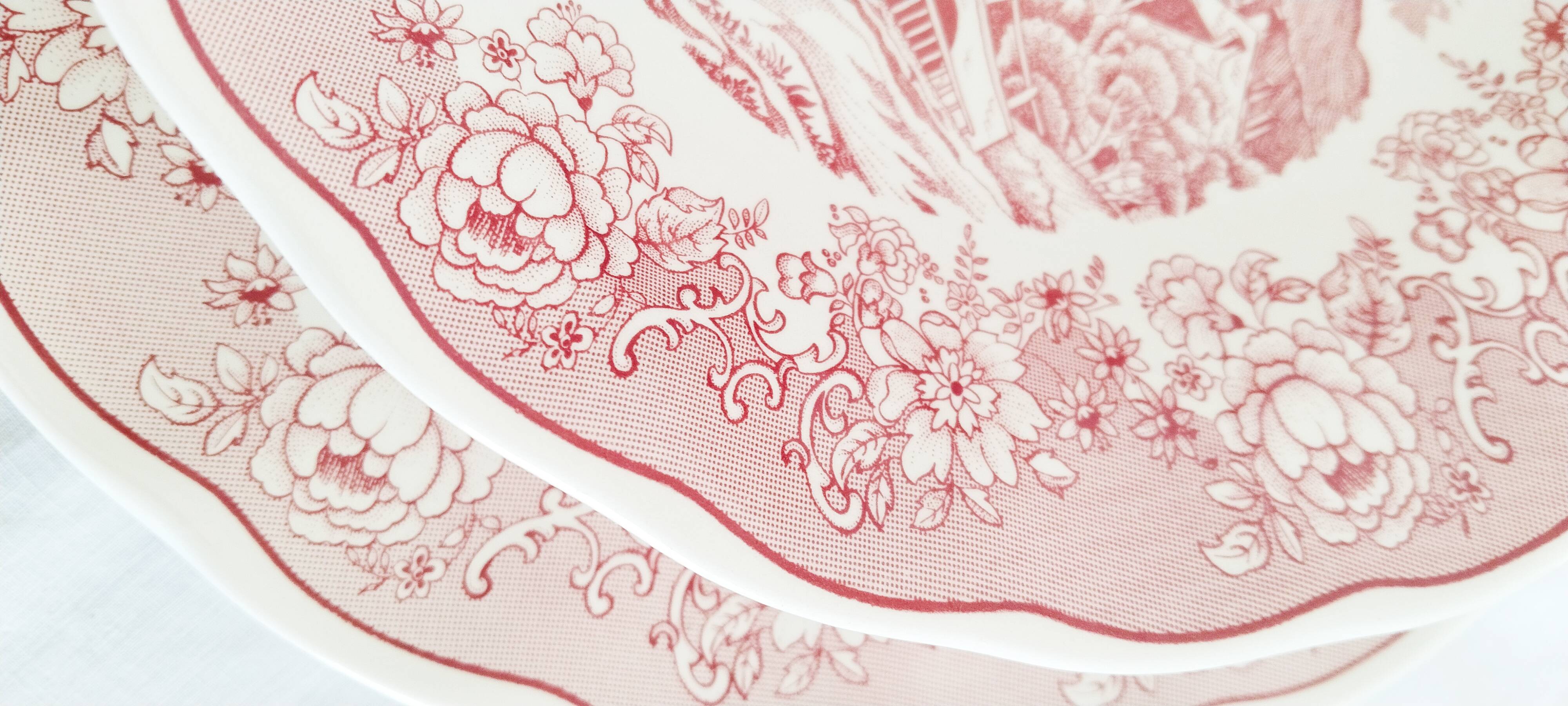 Italian porcelain serving platter and salad bowl: Swiss Landscape