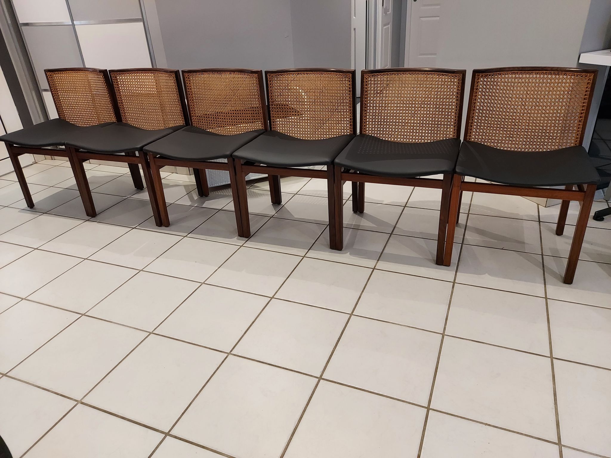 Suite of 6 chairs Italy Tito Agnoli rosewood 1960