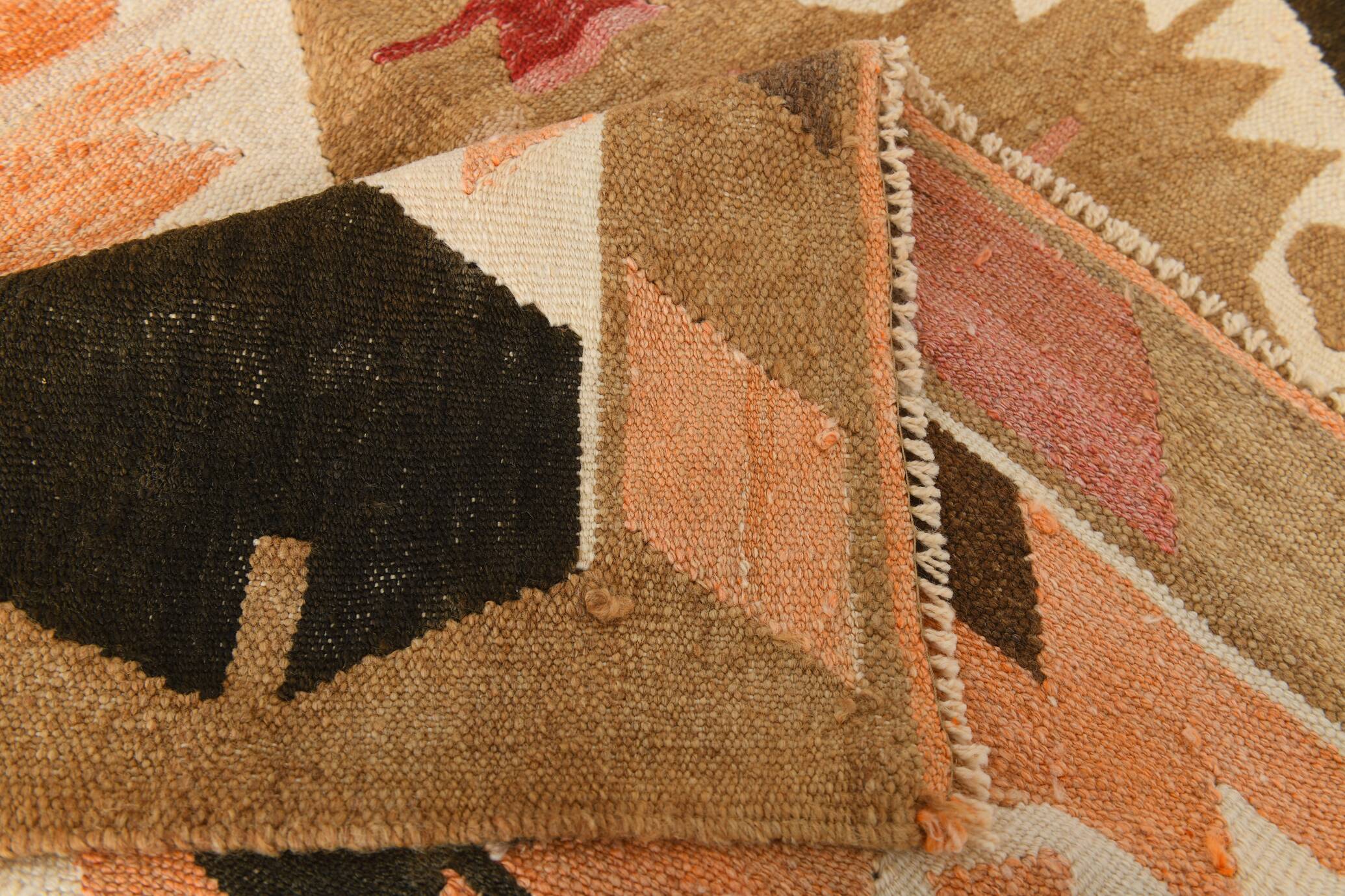Grand tapis kilim turc vintage, décor bohème multicolore, 289x381 cm