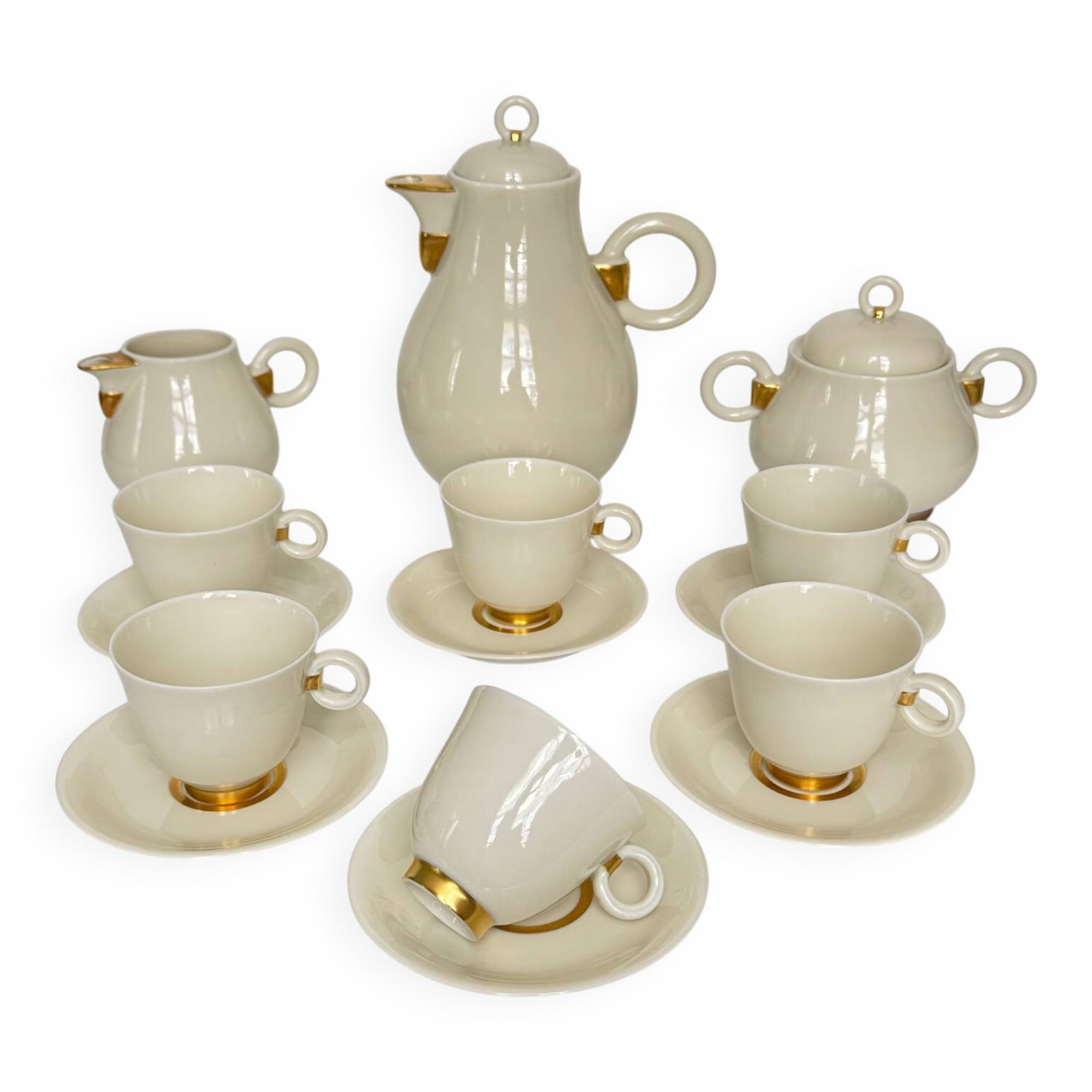 Art Deco style coffee and tea service, Ruhlmann model, Maison Vignaud, Limoges