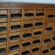 Dutch industrial apothecary cabinet in beech/pine, circa 1950s