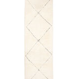 Berber carpet beni urain ecru corridor with black diamonds in relief 289 x 79 cm