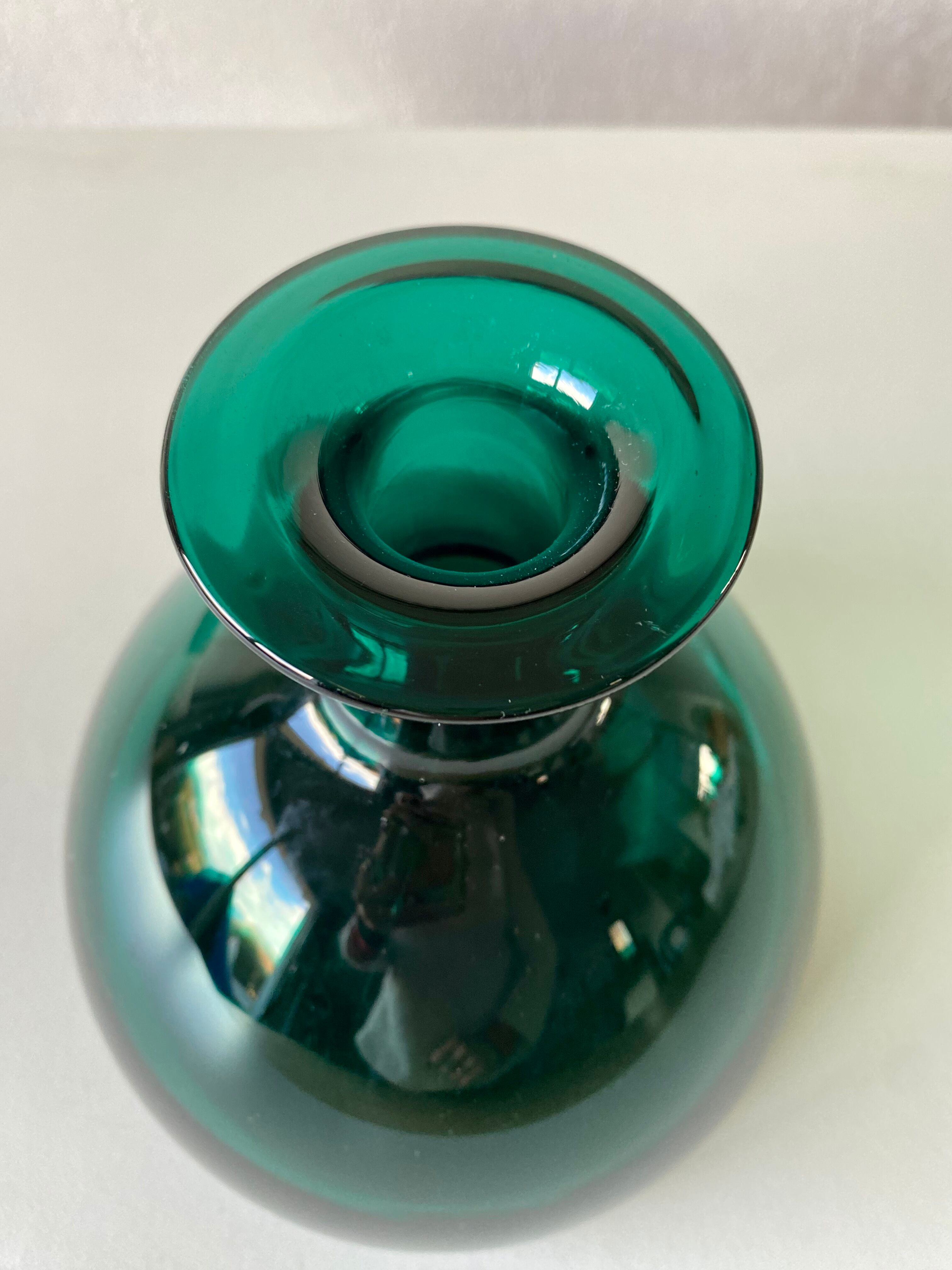 Blown glass vase signed holmegaard 1961