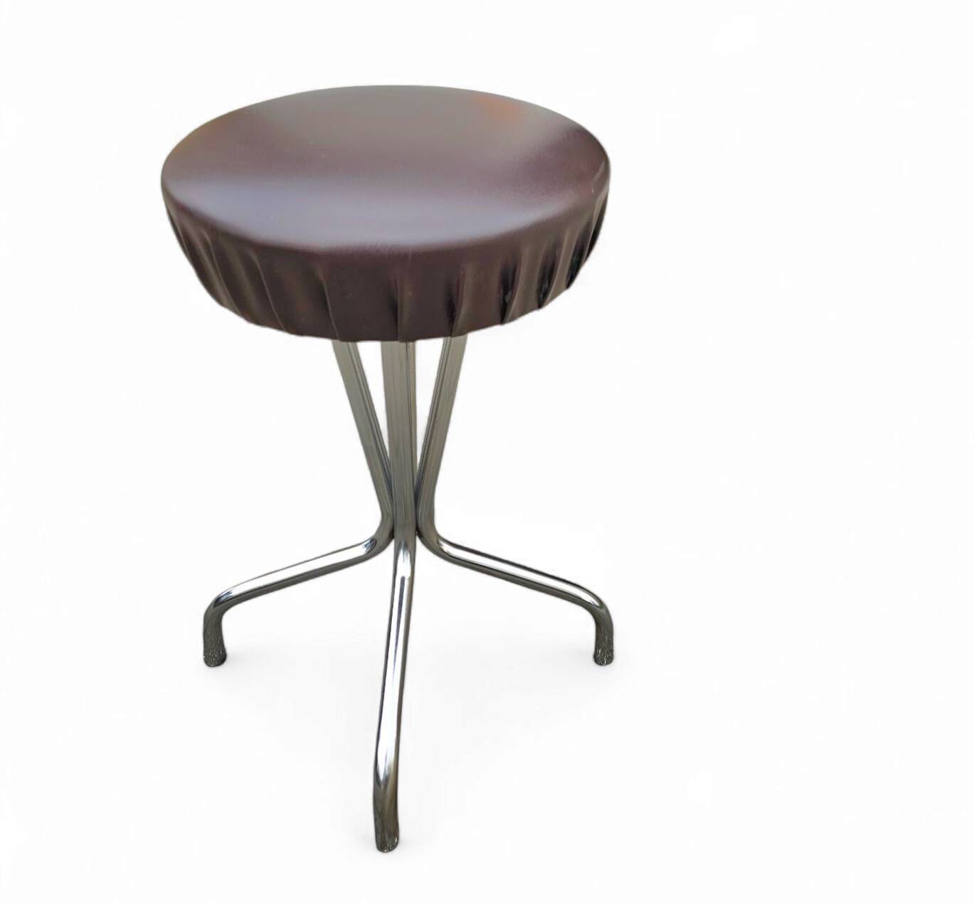 3 x stool / black top / chrome frame / 1970s  / Height 53 Depth 40 cm