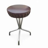 3 x stool / black top / chrome frame / 1970s  / Height 53 Depth 40 cm
