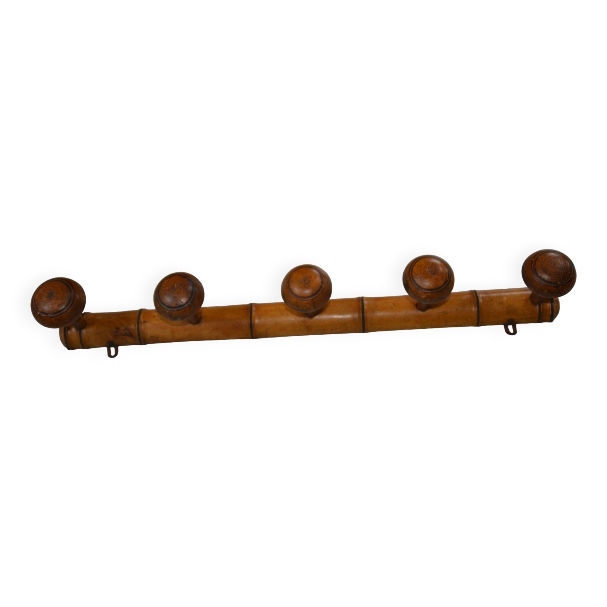 Antique turned wood coat rack imitation bamboo