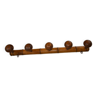 Antique turned wood coat rack imitation bamboo