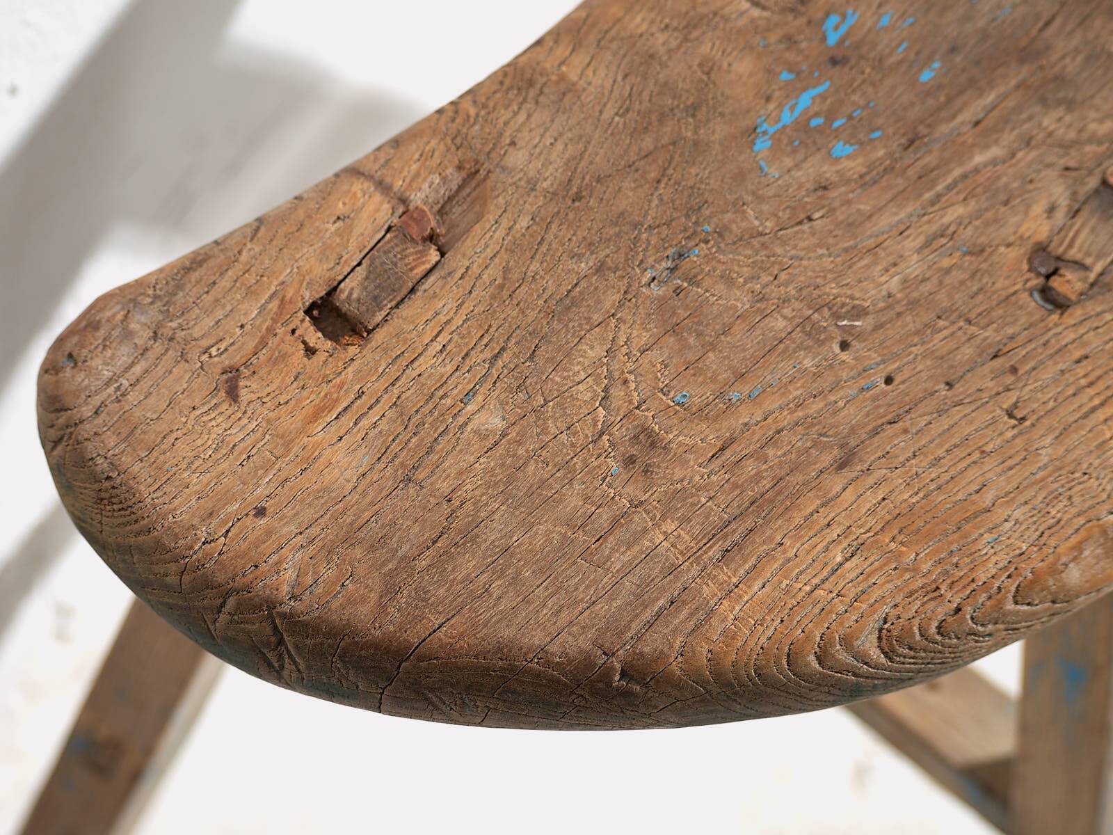 Antique solid wood stool (c.1900) #7