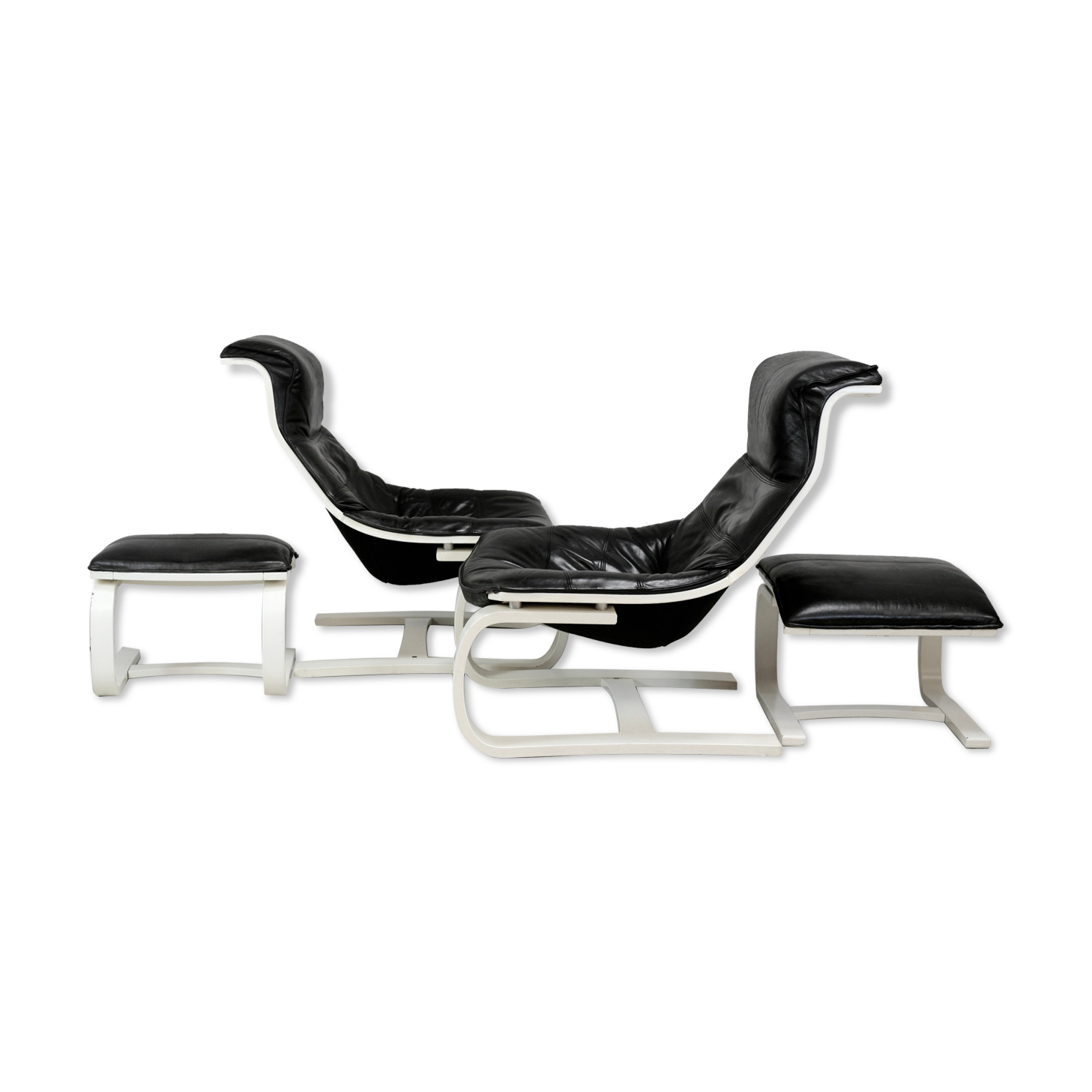 Pair of armchairs and ottomans Nelo Sweden, Sweden, circa 1975