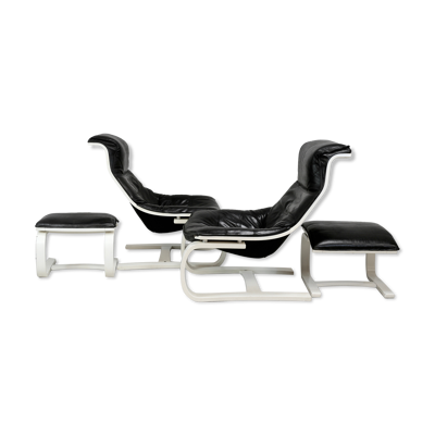 Paire de fauteuils et ottomans Nelo Sweden, Suède, circa 1975