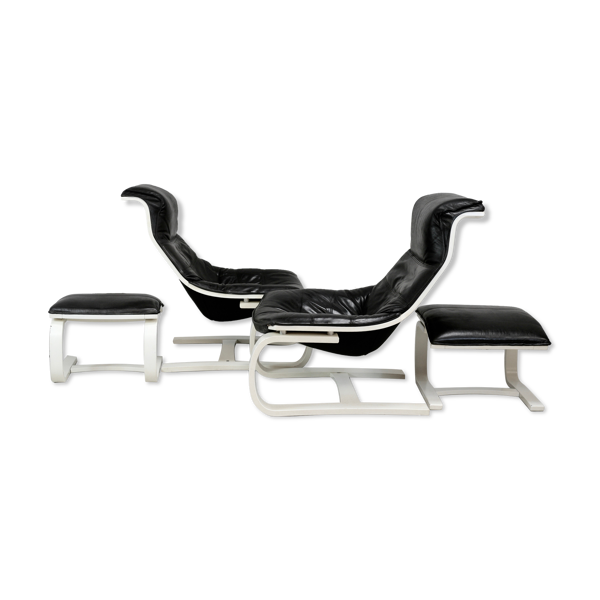 Paire de fauteuils et ottomans Nelo Sweden, Suède, circa 1975