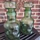 Bubble glass carafe, green bumpy