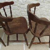 4 solid wood western-style "smoker's chairs" made of oak