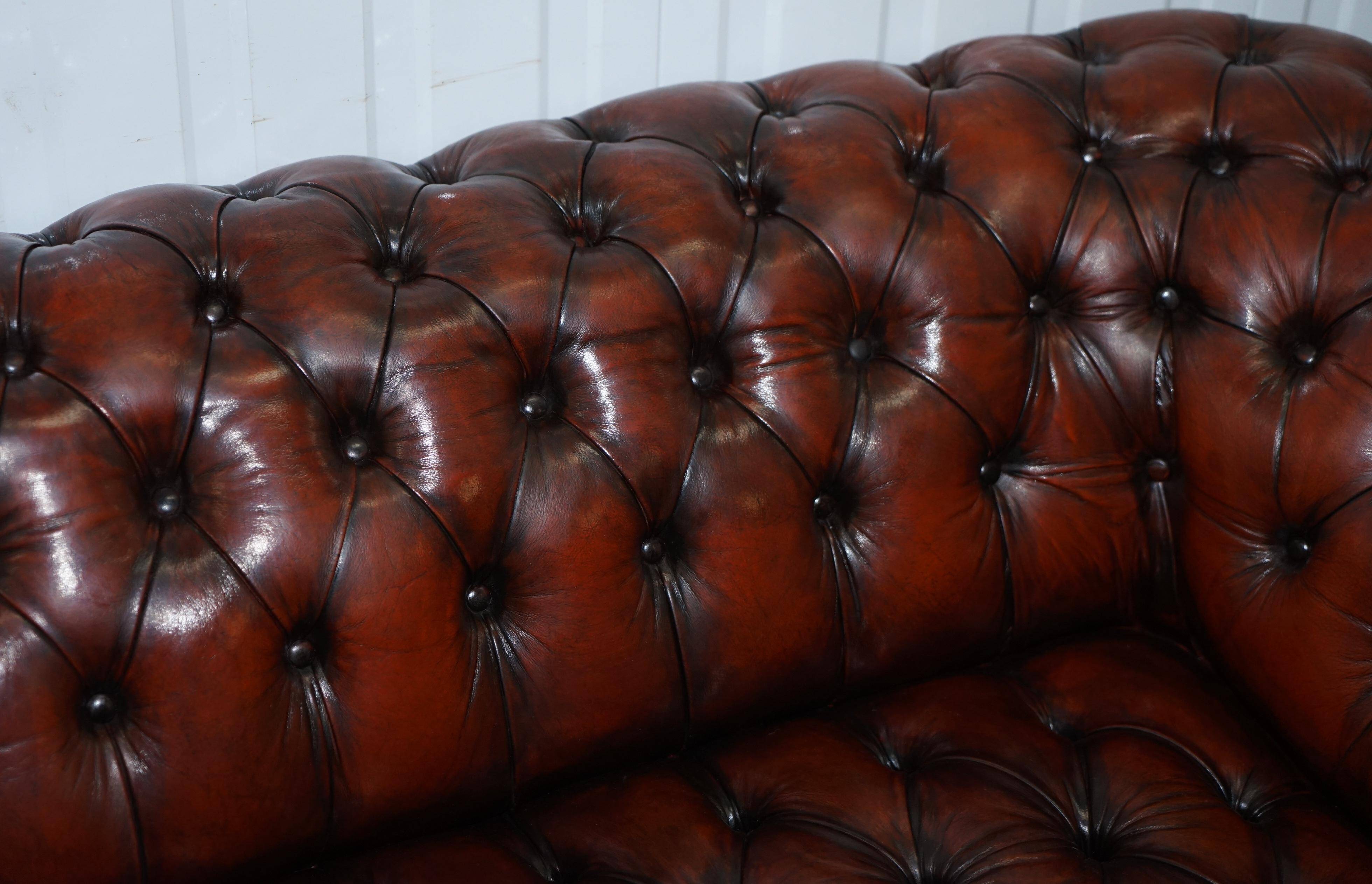 Small Victorian leather Chesterfield sofa