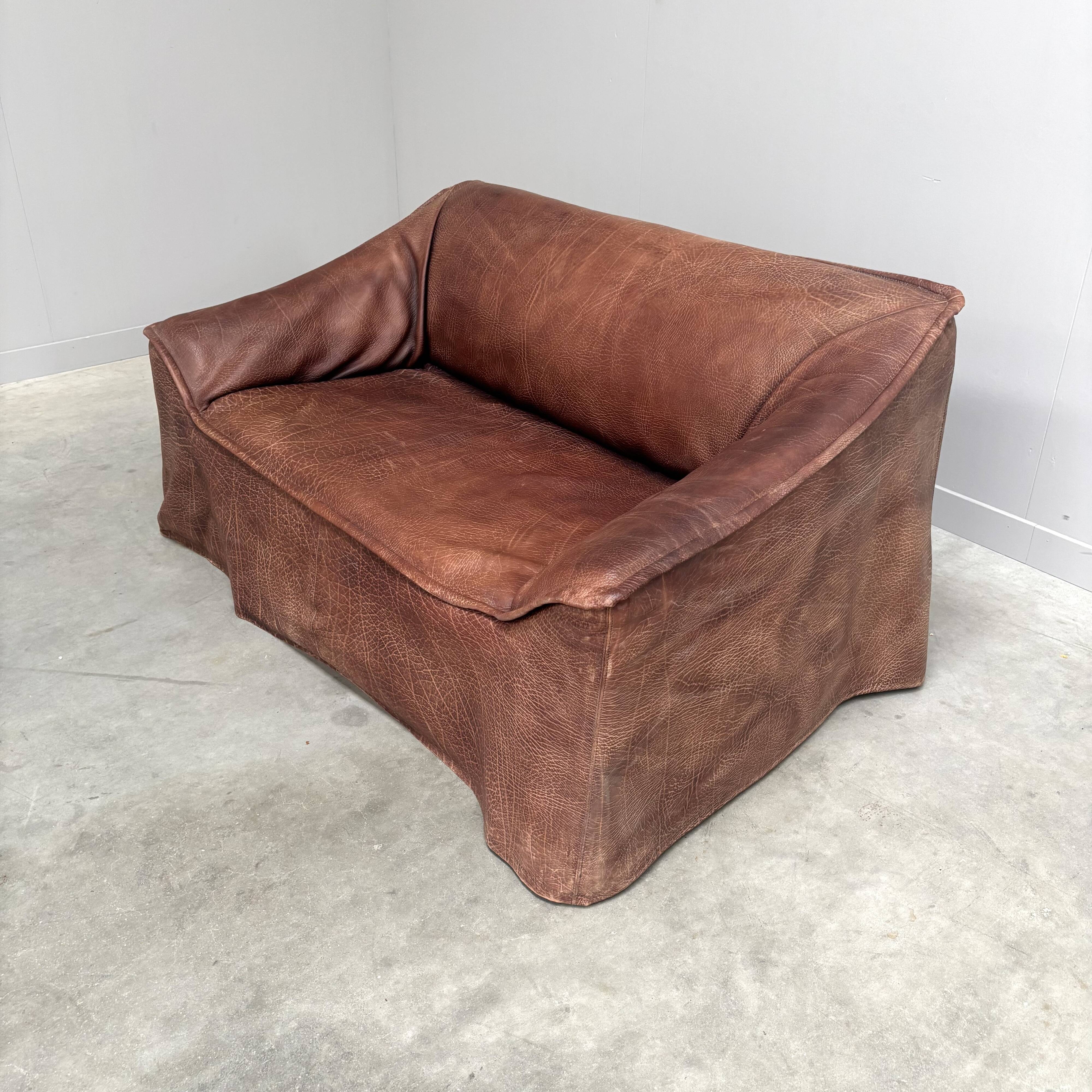 Vintage leather 2 seat sofa by Lesser, 1970s (1 of 2)