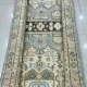 Hand-Knotted Wool Area Rug for Living Room, Decorative Oushak Blue and Ivory Floral Design Carpet