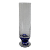 large glass vase by Biot with blue feet 1970