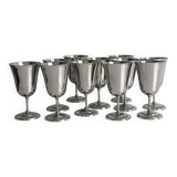 Set of 10 shiny silver metal stemmed cups