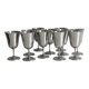 Set of 10 shiny silver metal stemmed cups