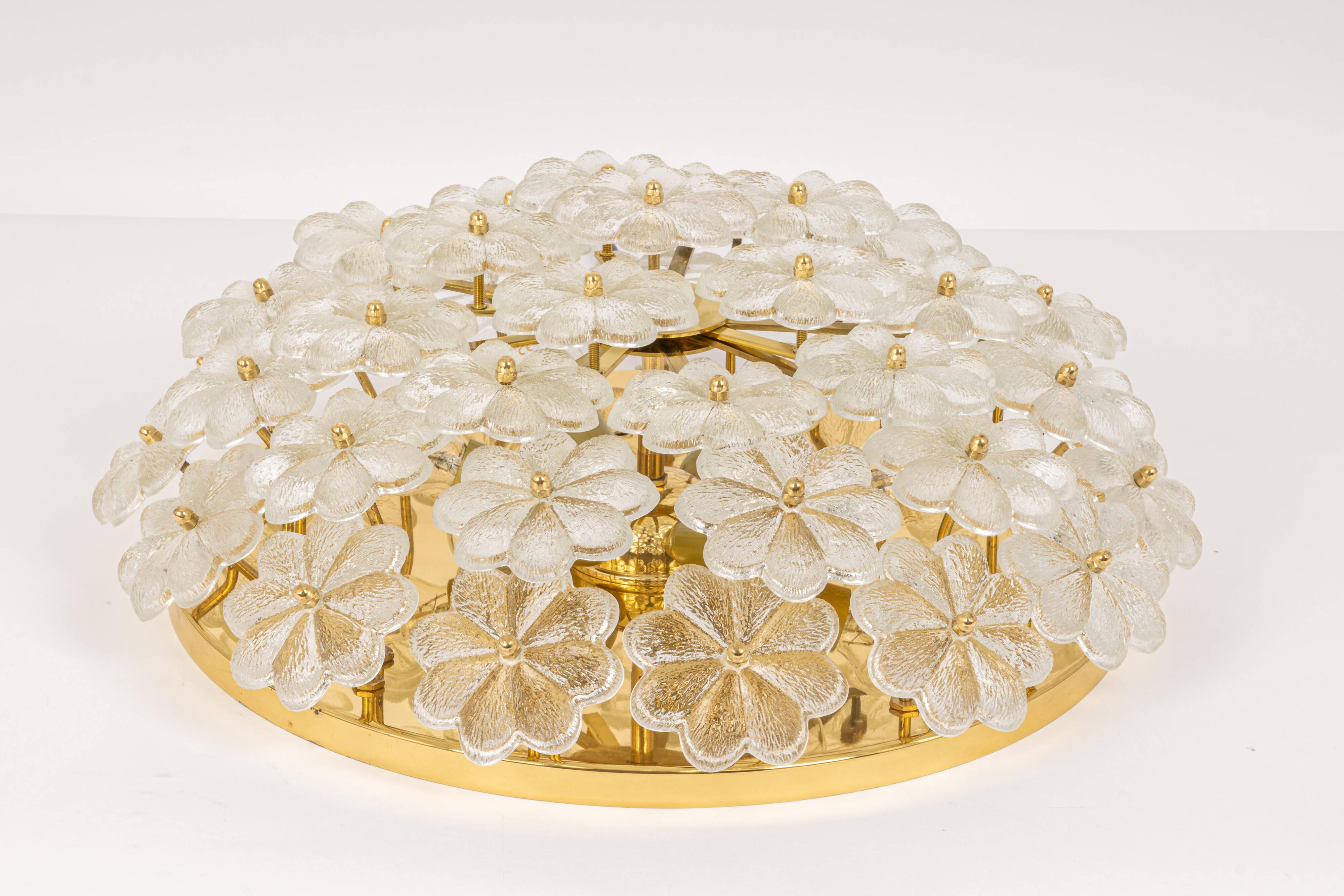 plafonnier fleur en verre Murano par Ernst Palme, Allemagne, années 1970