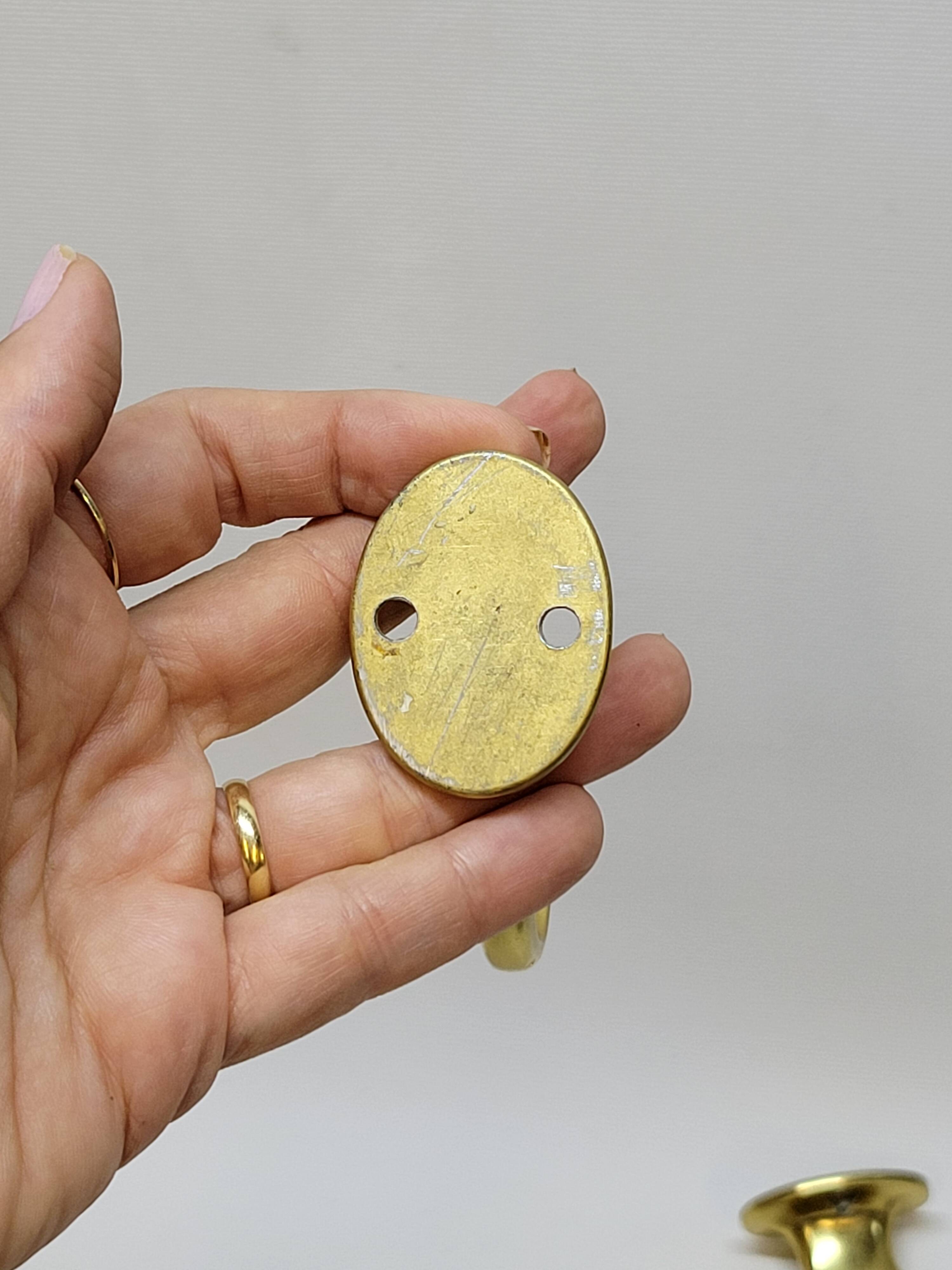 Gold-Colored Anodized Aluminum Coat Hooks, 1950s, Set of 2