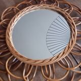 Miroir rotin forme fleur