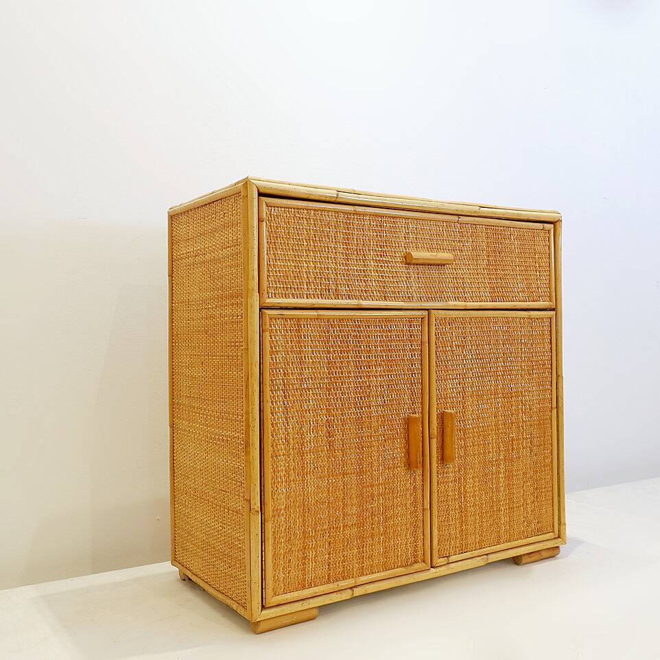 Vintage rattan sideboard in Roche Bobois style