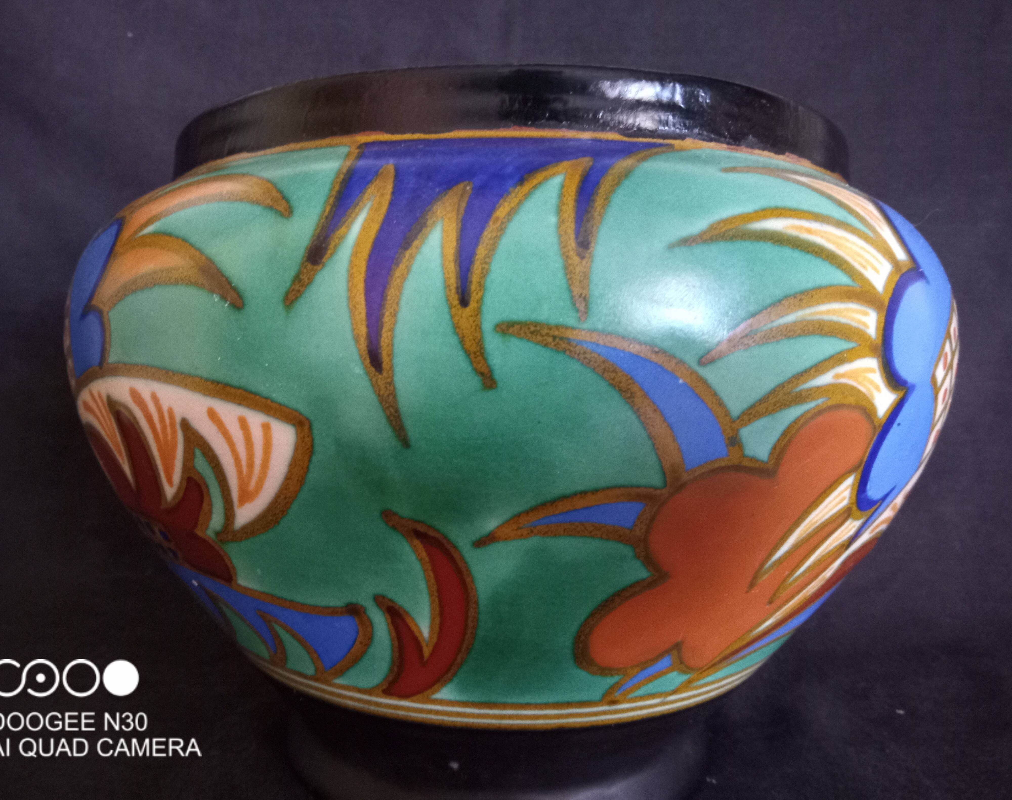 Large Gouda Vase, Art Deco geometric patterns, 1920s