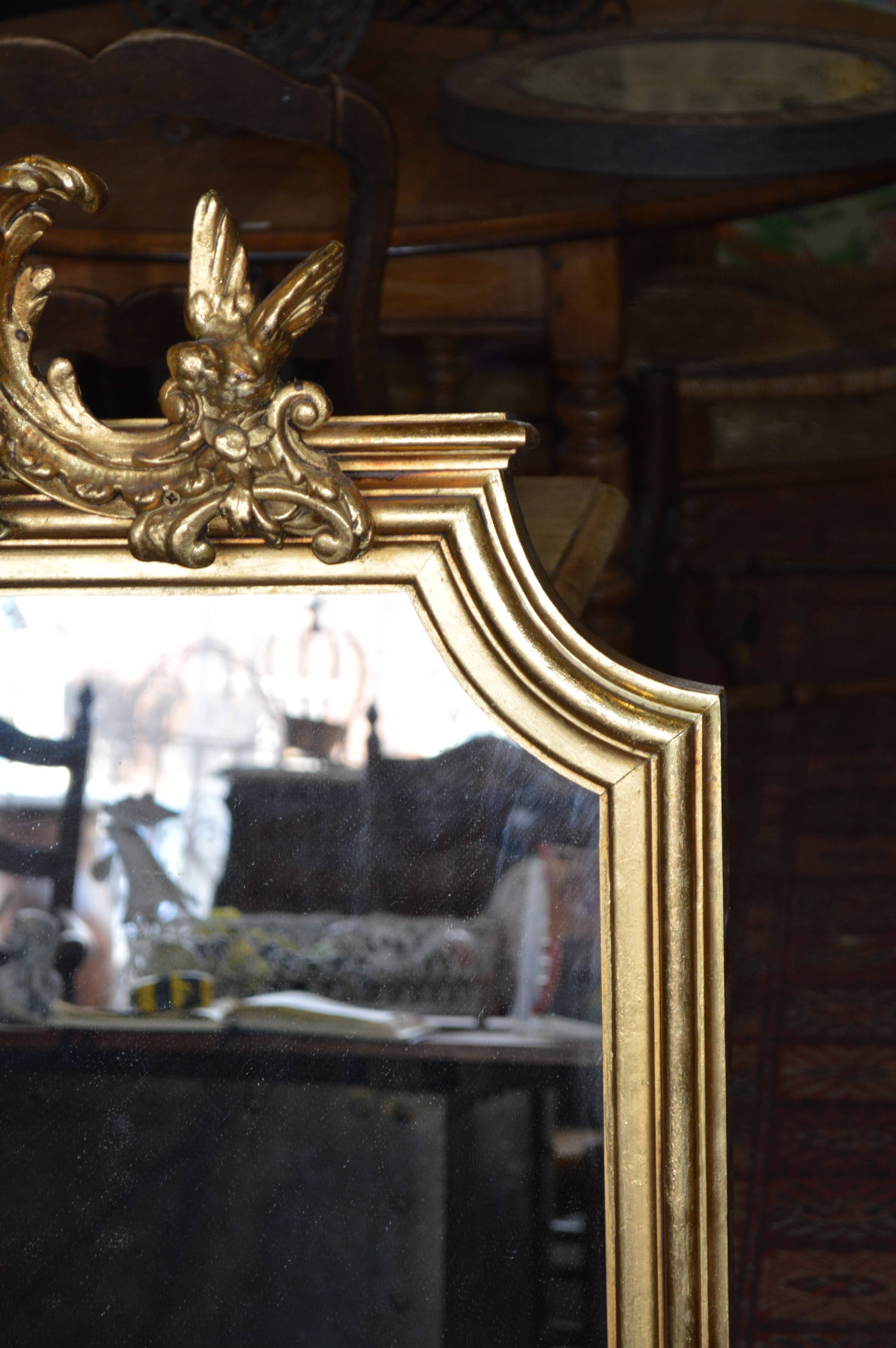 Golden mirror with a flute player angel - 120x82cm